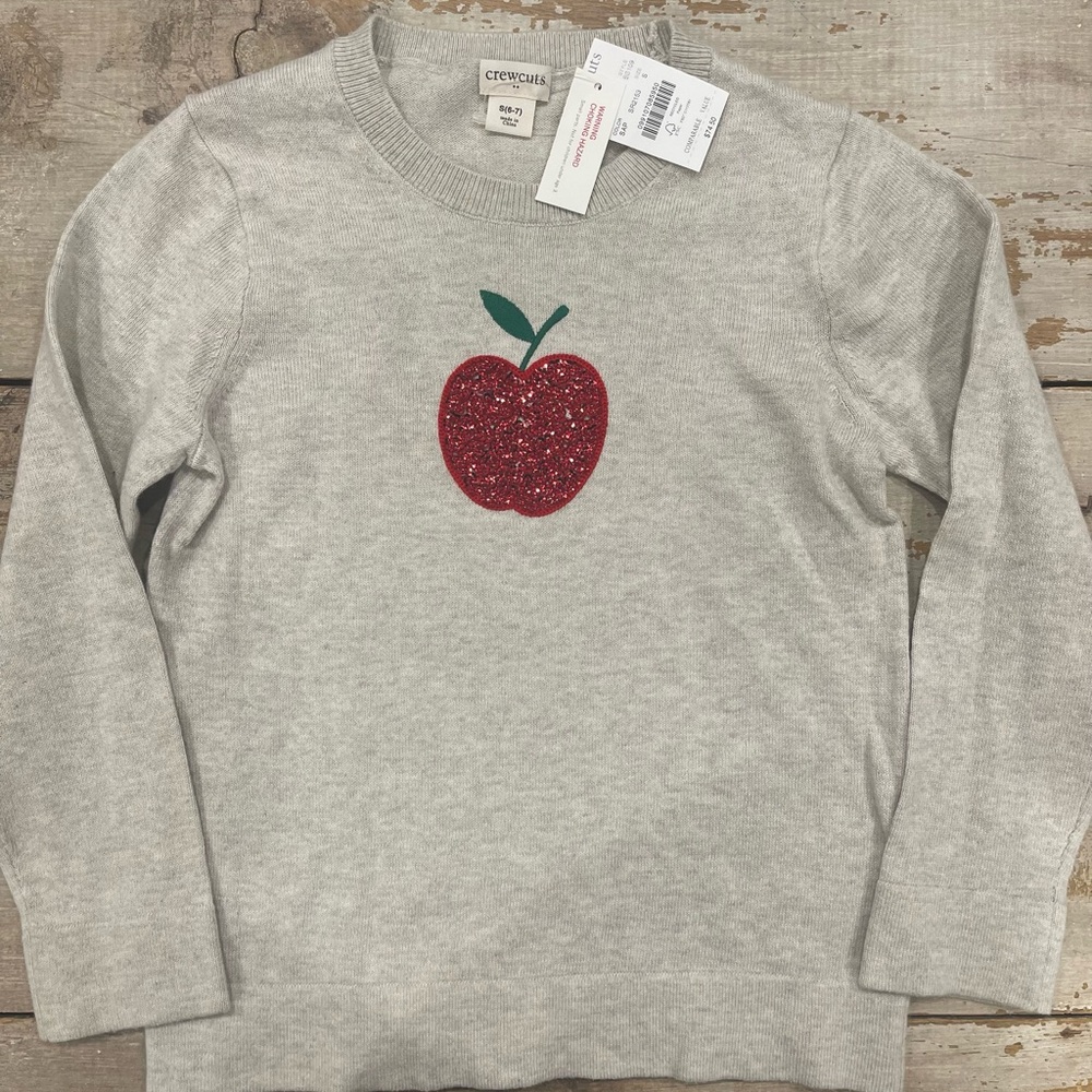 NWT size 6/7 Crewcuts sequin apple top
